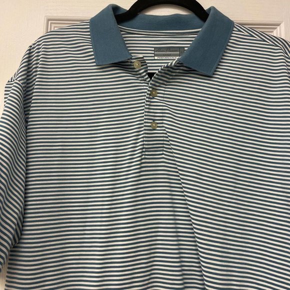 Lot of 2 Allan Flusser Golf Performance Striped Button Polo Shirts. Size L. - Picture 5 of 6
